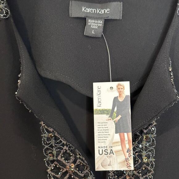 NWT Karen Kane Black Embroidered Shift Dress LARGE - Picture 8 of 9
